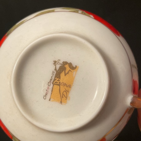 Creative Ceramics Bona Di Red Poppy Floral 2 Cup & Saucer Sets - Picture 5 of 6